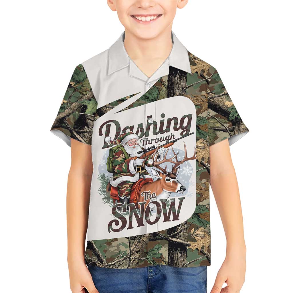 Santa Deer Hunting Christmas Kid Hawaiian Shirt Hunting Camouflage Patterns - Wonder Print Shop