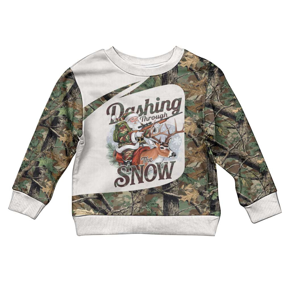 Santa Deer Hunting Christmas Kid Ugly Christmas Sweater Hunting Camouflage Patterns - Wonder Print Shop