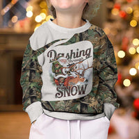 Santa Deer Hunting Christmas Kid Ugly Christmas Sweater Hunting Camouflage Patterns - Wonder Print Shop