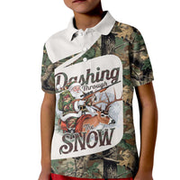 Santa Deer Hunting Christmas Kid Polo Shirt Hunting Camouflage Patterns - Wonder Print Shop
