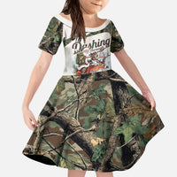 Santa Deer Hunting Christmas Kid Short Sleeve Dress Hunting Camouflage Patterns - Wonder Print Shop