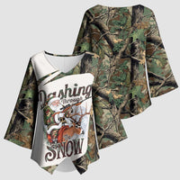 Santa Deer Hunting Christmas Kimono Sleeve Blouse Hunting Camouflage Patterns - Wonder Print Shop