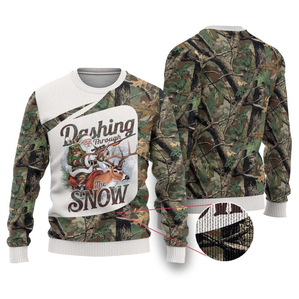 Santa Deer Hunting Christmas Ugly Christmas Sweater Hunting Camouflage Patterns - Wonder Print Shop