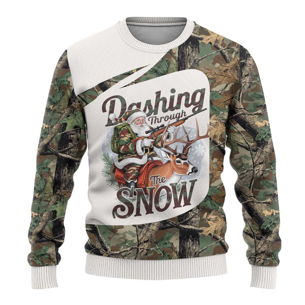 Santa Deer Hunting Christmas Ugly Christmas Sweater Hunting Camouflage Patterns - Wonder Print Shop