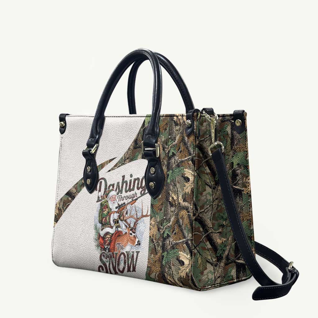 Santa Deer Hunting Christmas Leather Bag Hunting Camouflage Patterns - Wonder Print Shop