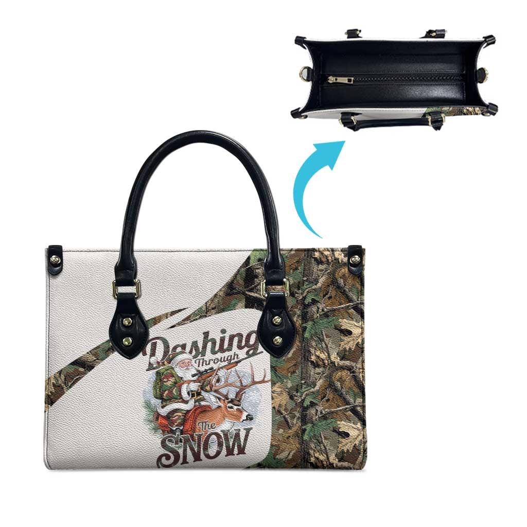 Santa Deer Hunting Christmas Leather Bag Hunting Camouflage Patterns - Wonder Print Shop