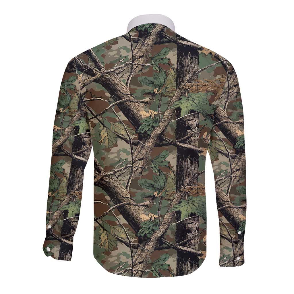 Santa Deer Hunting Christmas Long Sleeve Button Shirt Hunting Camouflage Patterns - Wonder Print Shop