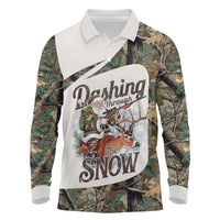 Santa Deer Hunting Christmas Long Sleeve Polo Shirt Hunting Camouflage Patterns - Wonder Print Shop