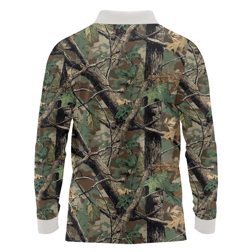 Santa Deer Hunting Christmas Long Sleeve Polo Shirt Hunting Camouflage Patterns - Wonder Print Shop
