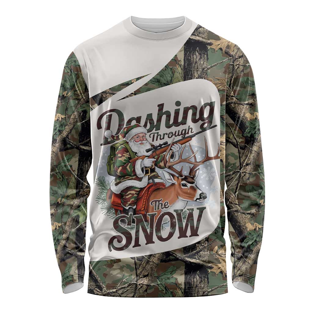 Santa Deer Hunting Christmas Long Sleeve Shirt Hunting Camouflage Patterns - Wonder Print Shop