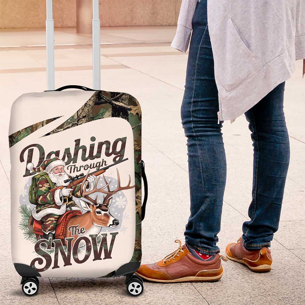 Santa Deer Hunting Christmas Luggage Cover Hunting Camouflage Patterns - Wonder Print Shop