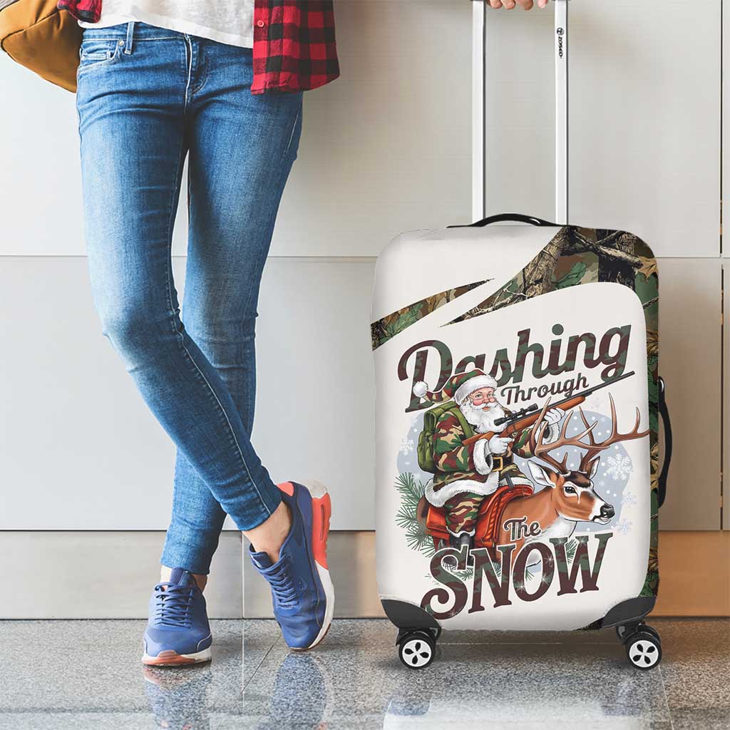 Santa Deer Hunting Christmas Luggage Cover Hunting Camouflage Patterns - Wonder Print Shop