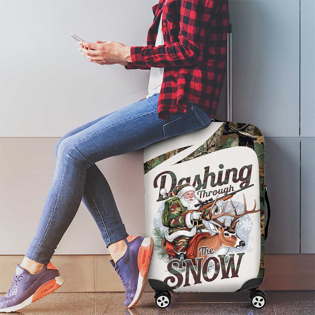 Santa Deer Hunting Christmas Luggage Cover Hunting Camouflage Patterns - Wonder Print Shop