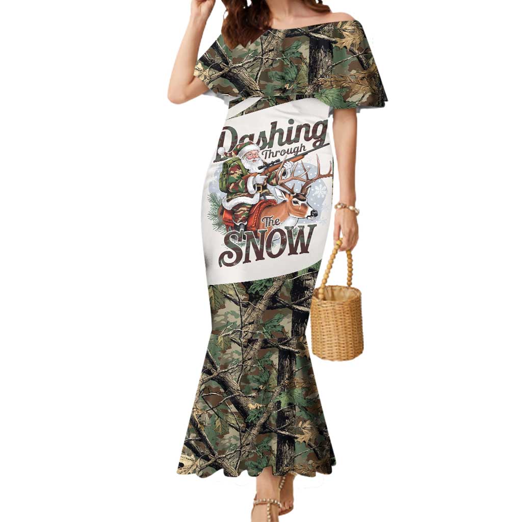 Santa Deer Hunting Christmas Mermaid Dress Hunting Camouflage Patterns - Wonder Print Shop