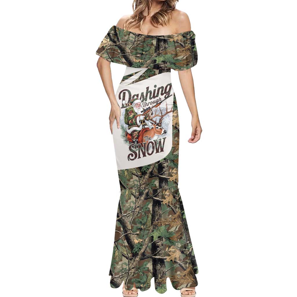 Santa Deer Hunting Christmas Mermaid Dress Hunting Camouflage Patterns - Wonder Print Shop