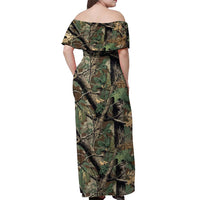 Santa Deer Hunting Christmas Off Shoulder Maxi Dress Hunting Camouflage Patterns - Wonder Print Shop