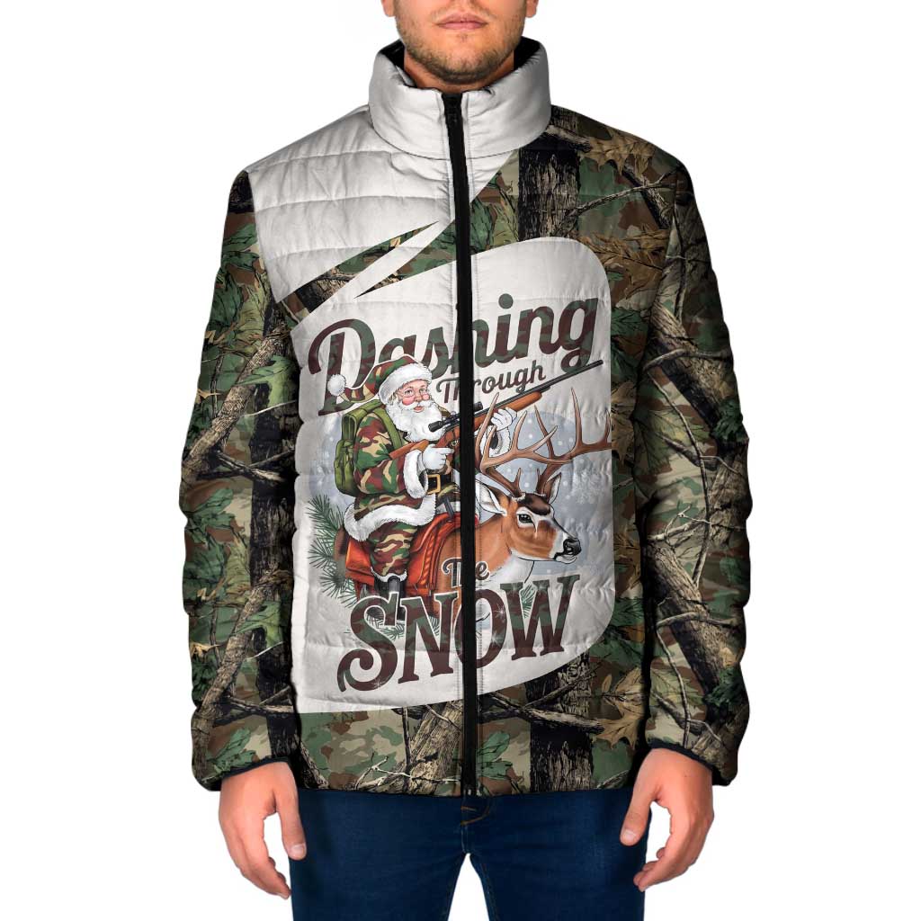 Santa Deer Hunting Christmas Padded Jacket Hunting Camouflage Patterns - Wonder Print Shop