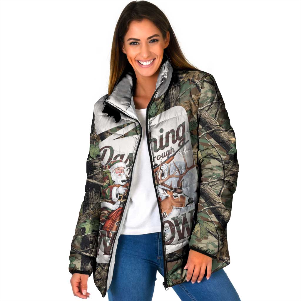 Santa Deer Hunting Christmas Padded Jacket Hunting Camouflage Patterns - Wonder Print Shop