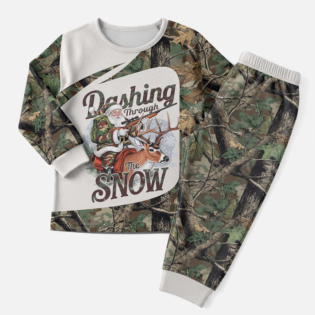 Santa Deer Hunting Christmas Pajama Set Hunting Camouflage Patterns - Wonder Print Shop