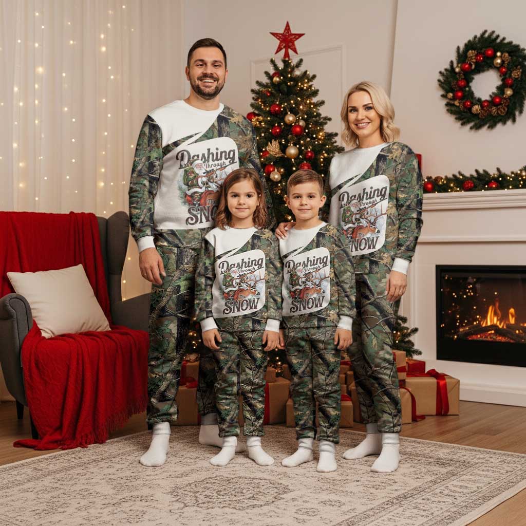 Santa Deer Hunting Christmas Pajama Set Hunting Camouflage Patterns - Wonder Print Shop