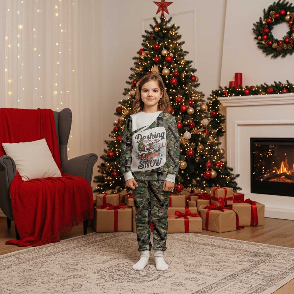 Santa Deer Hunting Christmas Pajama Set Hunting Camouflage Patterns - Wonder Print Shop