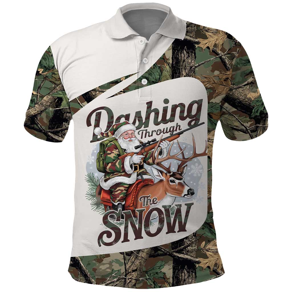 Santa Deer Hunting Christmas Polo Shirt Hunting Camouflage Patterns - Wonder Print Shop