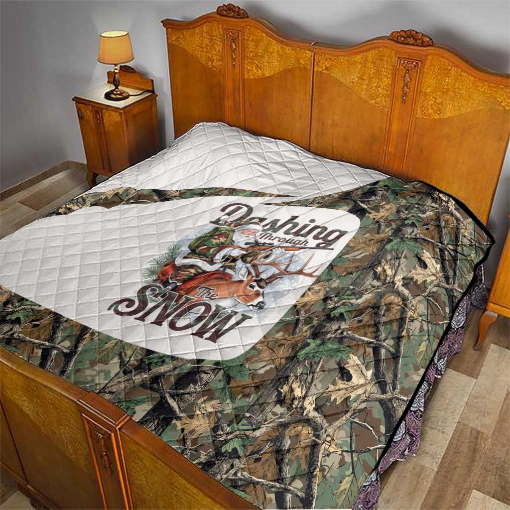 Santa Deer Hunting Christmas Quilt Hunting Camouflage Patterns - Wonder Print Shop