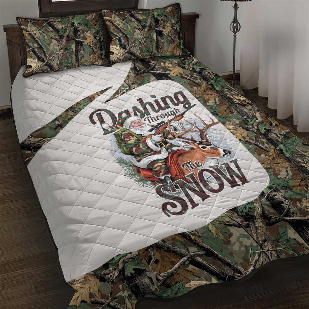 Santa Deer Hunting Christmas Quilt Bed Set Hunting Camouflage Patterns - Wonder Print Shop