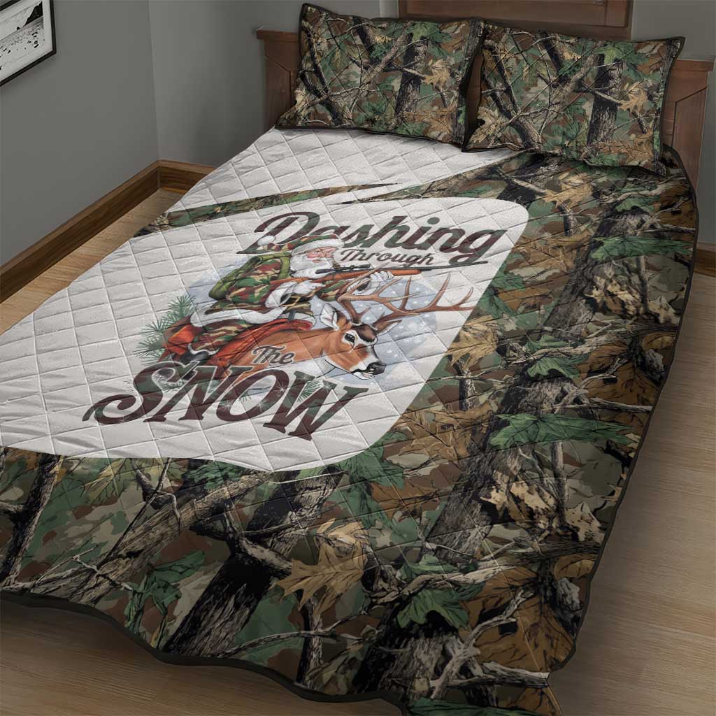 Santa Deer Hunting Christmas Quilt Bed Set Hunting Camouflage Patterns - Wonder Print Shop