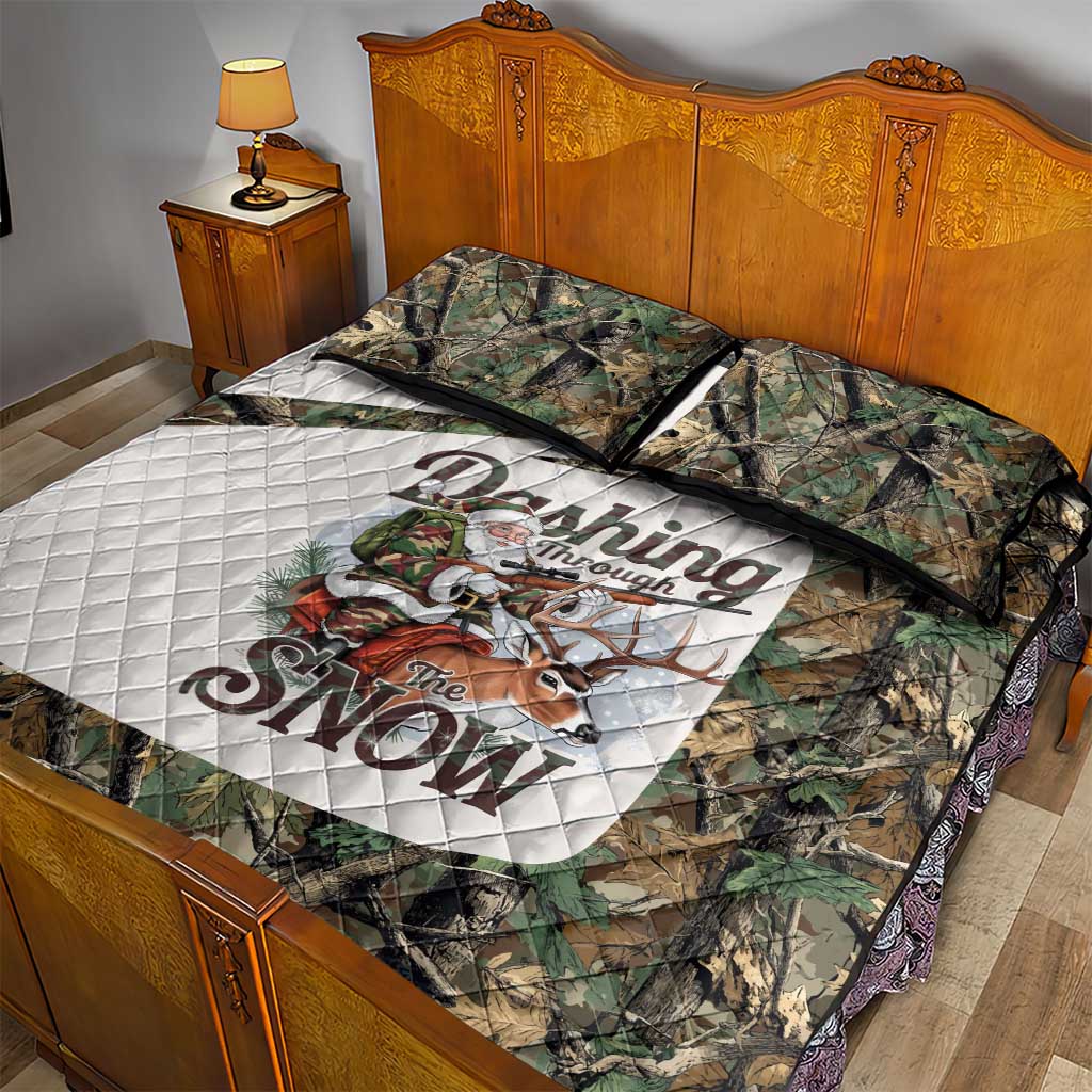 Santa Deer Hunting Christmas Quilt Bed Set Hunting Camouflage Patterns - Wonder Print Shop