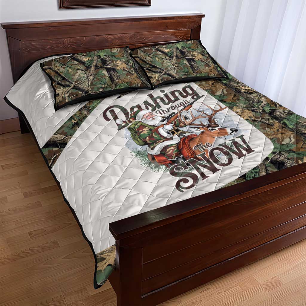 Santa Deer Hunting Christmas Quilt Bed Set Hunting Camouflage Patterns - Wonder Print Shop