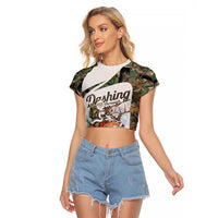 Santa Deer Hunting Christmas Raglan Cropped T Shirt Hunting Camouflage Patterns - Wonder Print Shop
