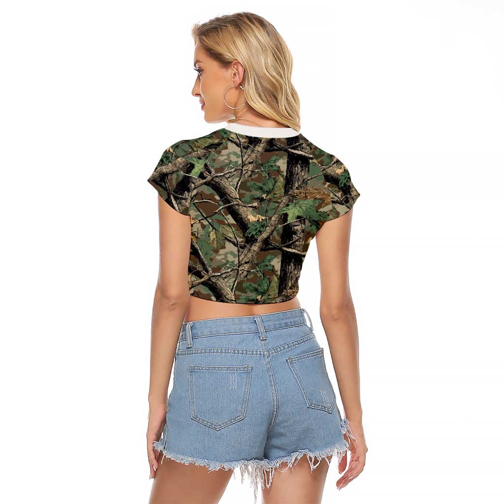 Santa Deer Hunting Christmas Raglan Cropped T Shirt Hunting Camouflage Patterns - Wonder Print Shop