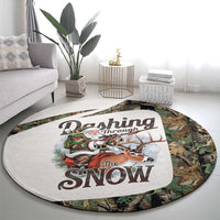 Santa Deer Hunting Christmas Round Carpet Hunting Camouflage Patterns - Wonder Print Shop