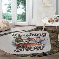 Santa Deer Hunting Christmas Round Carpet Hunting Camouflage Patterns - Wonder Print Shop