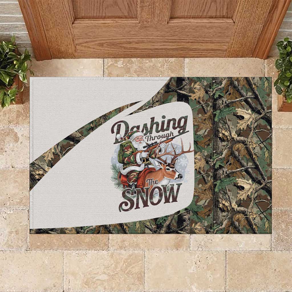 Santa Deer Hunting Christmas Rubber Doormat Hunting Camouflage Patterns - Wonder Print Shop
