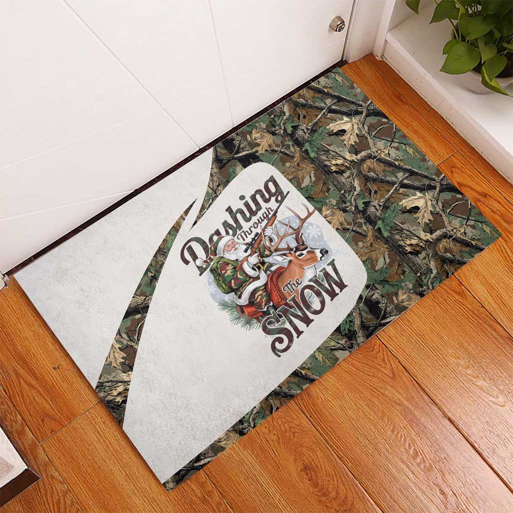 Santa Deer Hunting Christmas Rubber Doormat Hunting Camouflage Patterns - Wonder Print Shop
