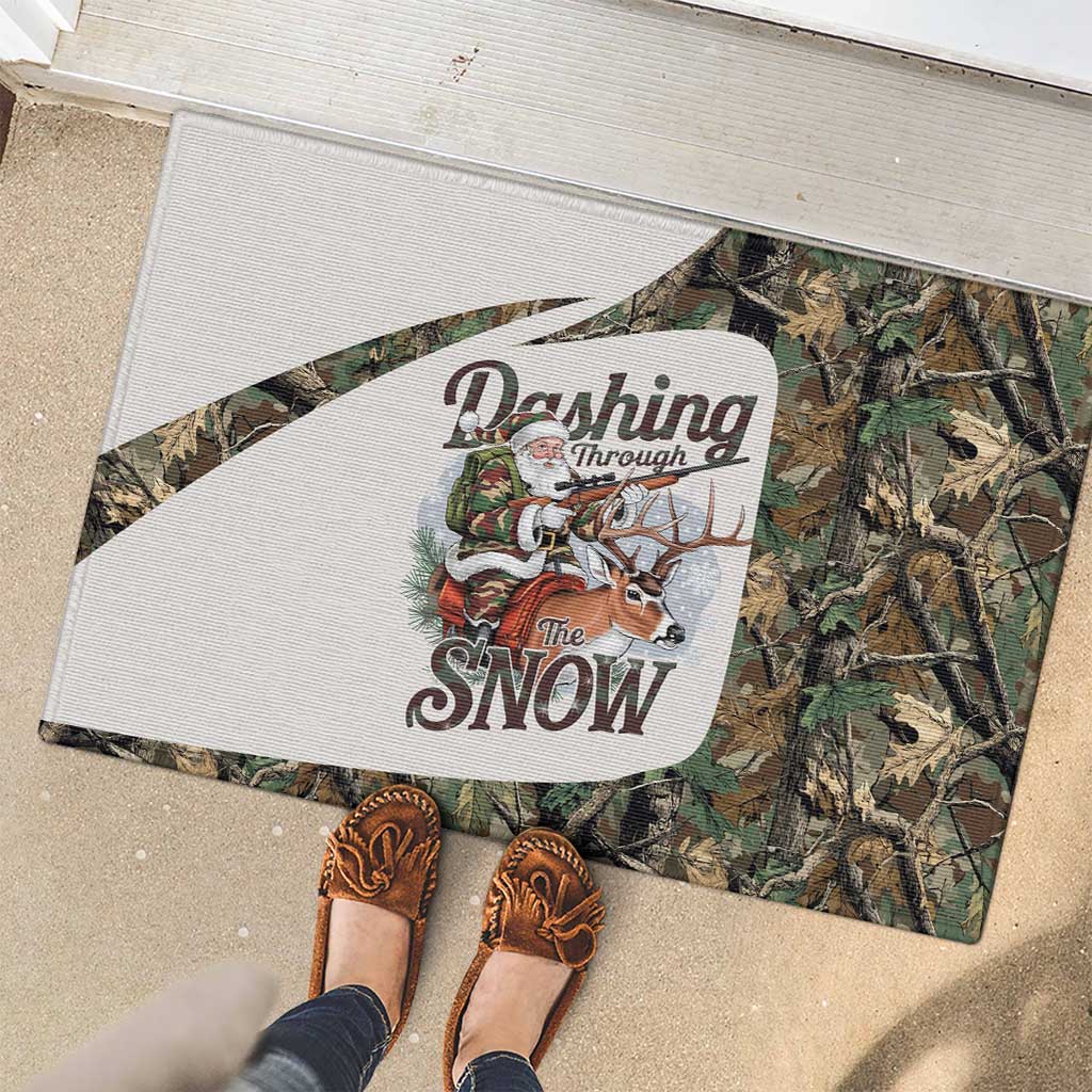 Santa Deer Hunting Christmas Rubber Doormat Hunting Camouflage Patterns - Wonder Print Shop