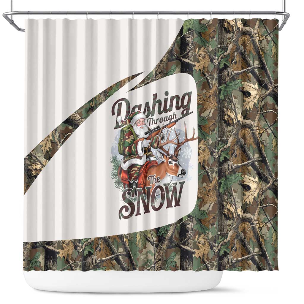 Santa Deer Hunting Christmas Shower Curtain Hunting Camouflage Patterns - Wonder Print Shop