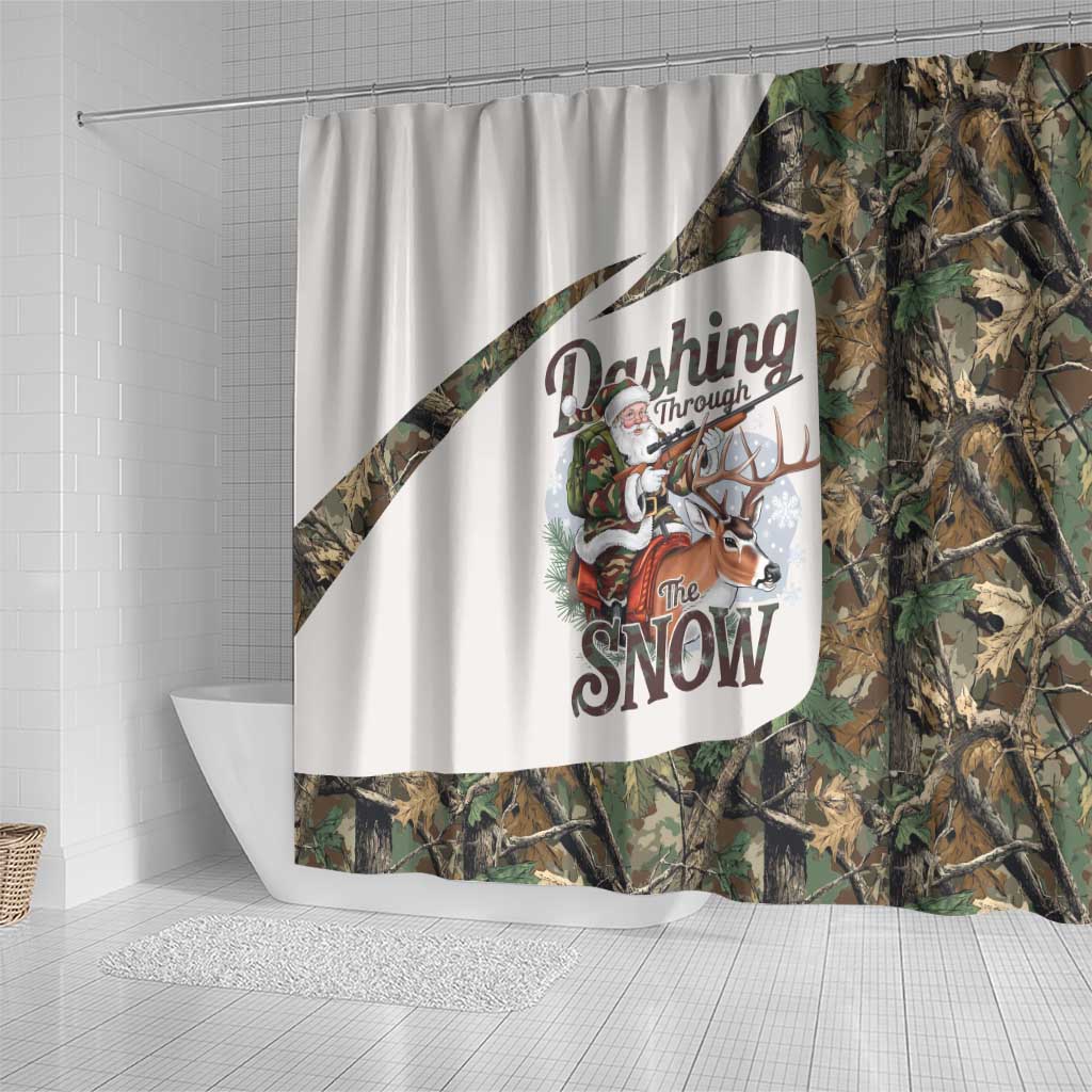 Santa Deer Hunting Christmas Shower Curtain Hunting Camouflage Patterns - Wonder Print Shop