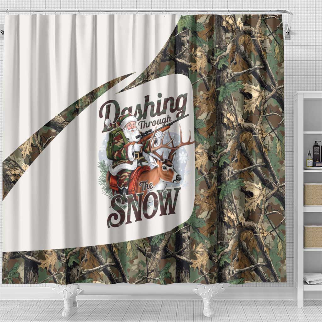 Santa Deer Hunting Christmas Shower Curtain Hunting Camouflage Patterns - Wonder Print Shop