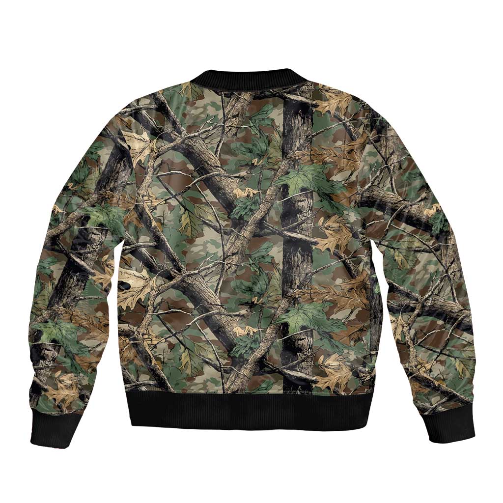 Santa Deer Hunting Christmas Sleeve Zip Bomber Jacket Hunting Camouflage Patterns - Wonder Print Shop
