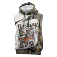 Santa Deer Hunting Christmas Sleeveless Hoodie Hunting Camouflage Patterns - Wonder Print Shop