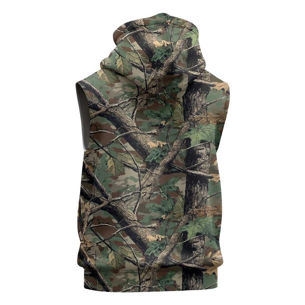 Santa Deer Hunting Christmas Sleeveless Hoodie Hunting Camouflage Patterns - Wonder Print Shop