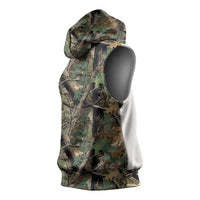 Santa Deer Hunting Christmas Sleeveless Hoodie Hunting Camouflage Patterns - Wonder Print Shop