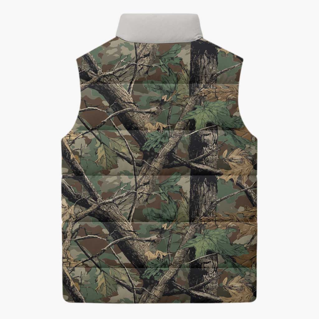 Santa Deer Hunting Christmas Sleeveless Puffer Jacket Hunting Camouflage Patterns - Wonder Print Shop