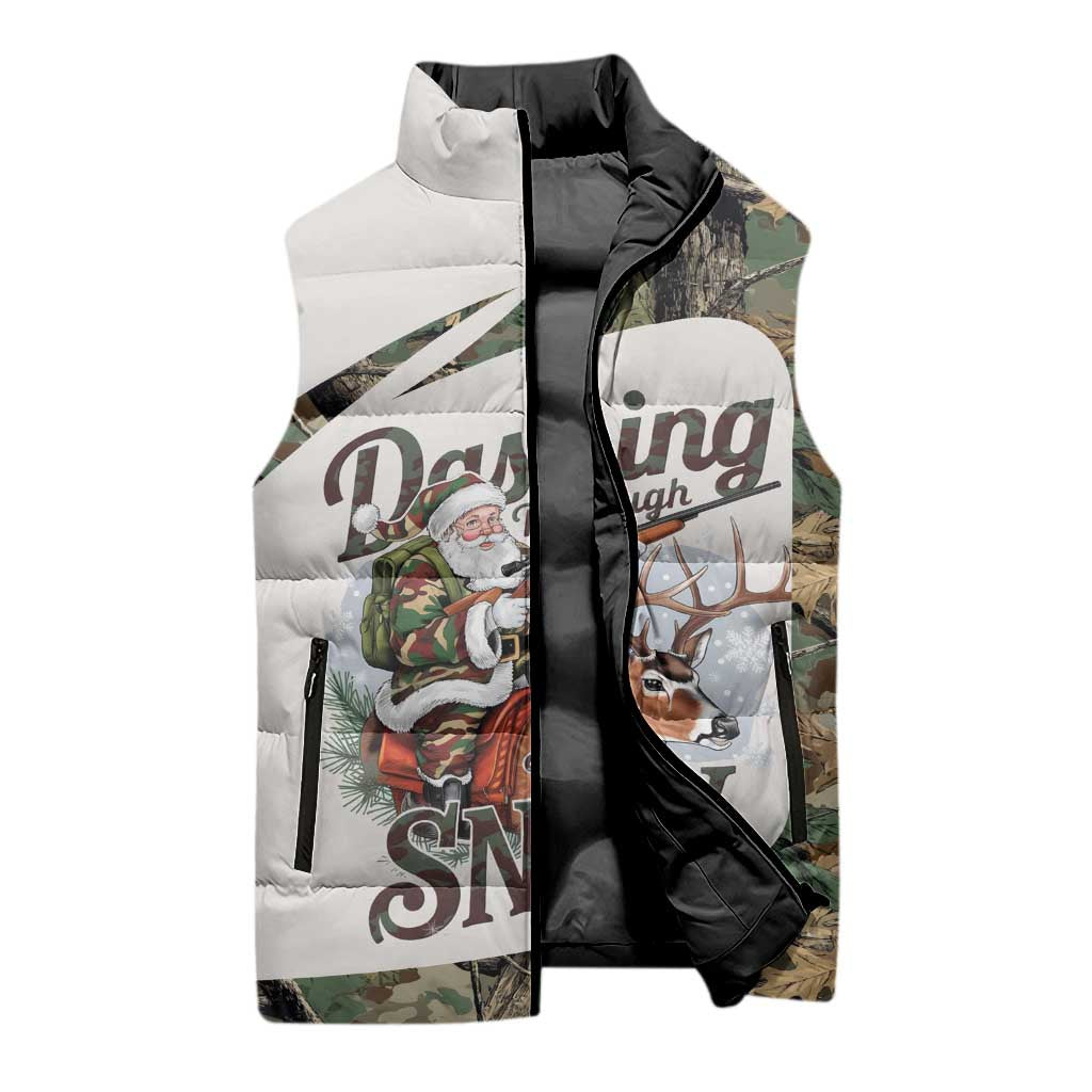 Santa Deer Hunting Christmas Sleeveless Puffer Jacket Hunting Camouflage Patterns - Wonder Print Shop