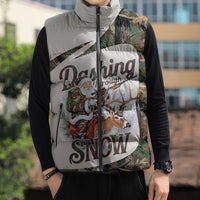 Santa Deer Hunting Christmas Sleeveless Puffer Jacket Hunting Camouflage Patterns - Wonder Print Shop