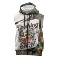 Santa Deer Hunting Christmas Sleeveless Zip Hoodie Hunting Camouflage Patterns - Wonder Print Shop