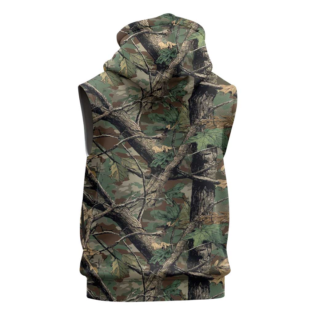 Santa Deer Hunting Christmas Sleeveless Zip Hoodie Hunting Camouflage Patterns - Wonder Print Shop